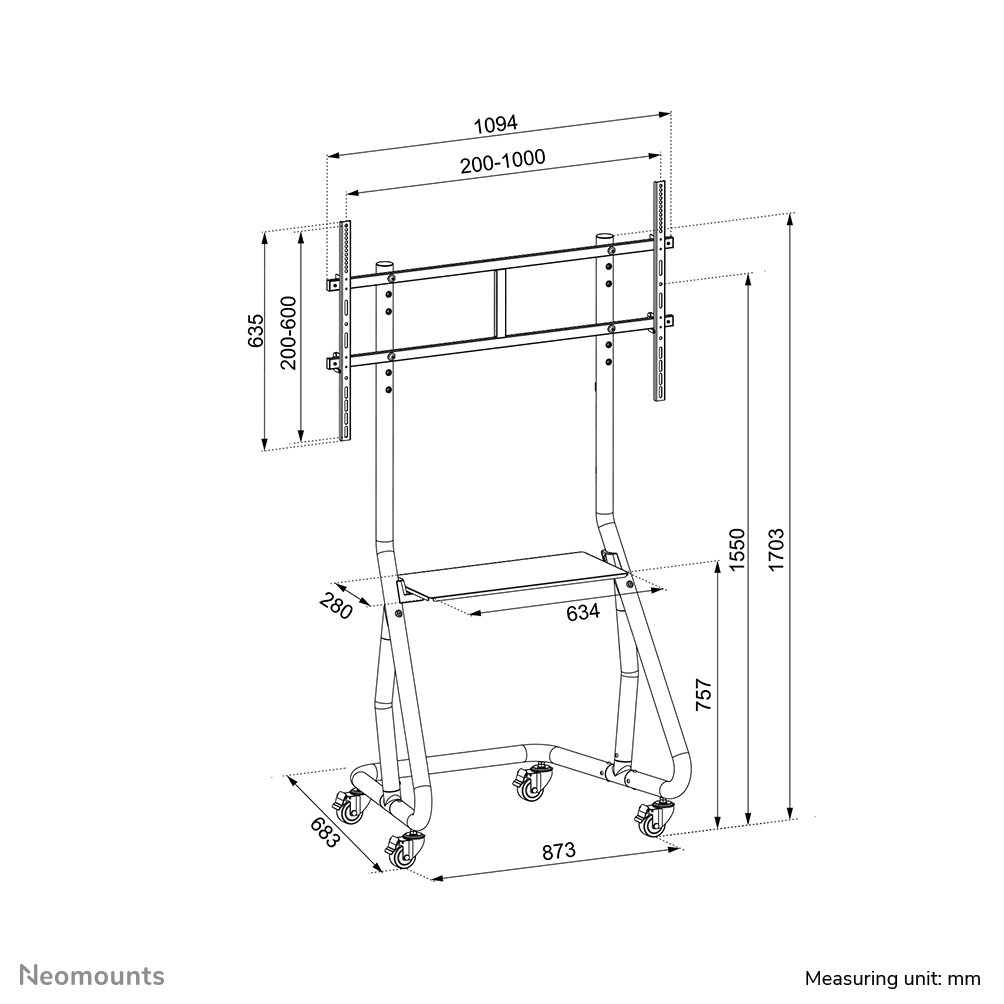 Neomounts NS-M3800BLACK Carello TV 60-100"